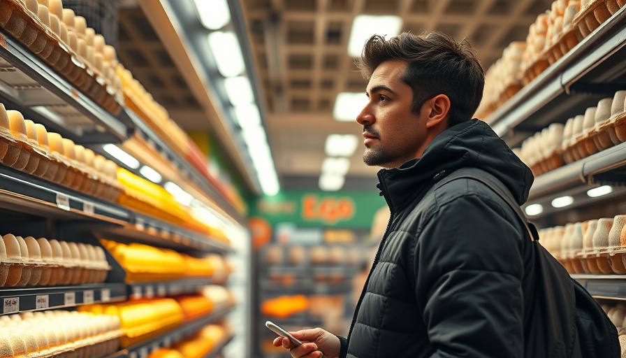 Shopper examining eggs amid wholesale price drop in supermarket