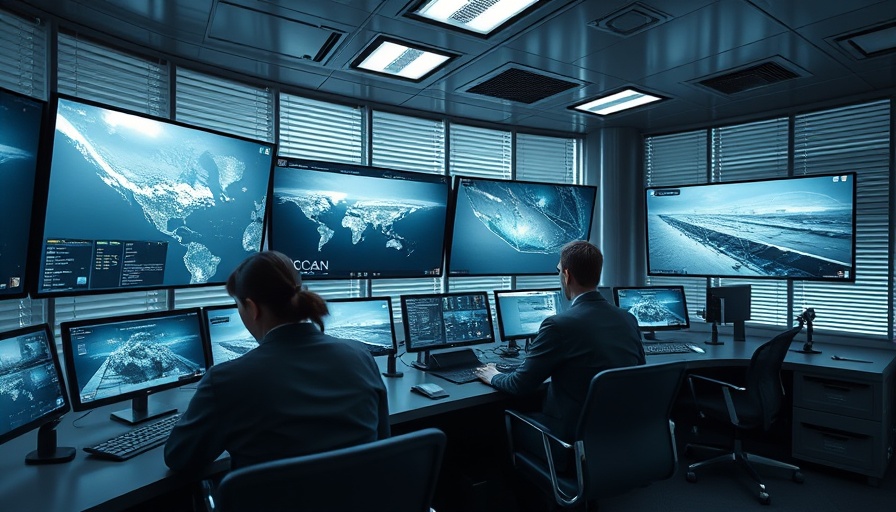 Research center monitors displaying ocean data, highlighting research environment.