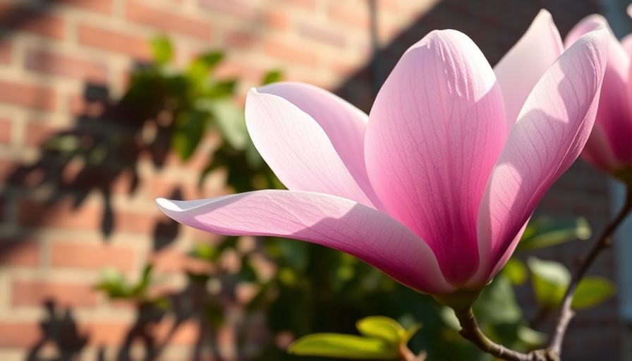 California spring garden magnolia in bloom, delicate petals.