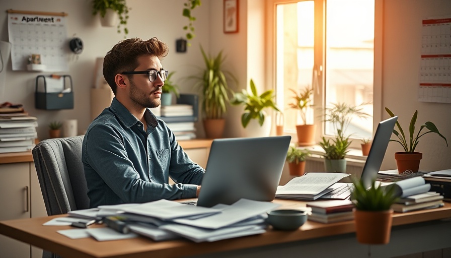 Person applying for multiple apartments with applications on desk.