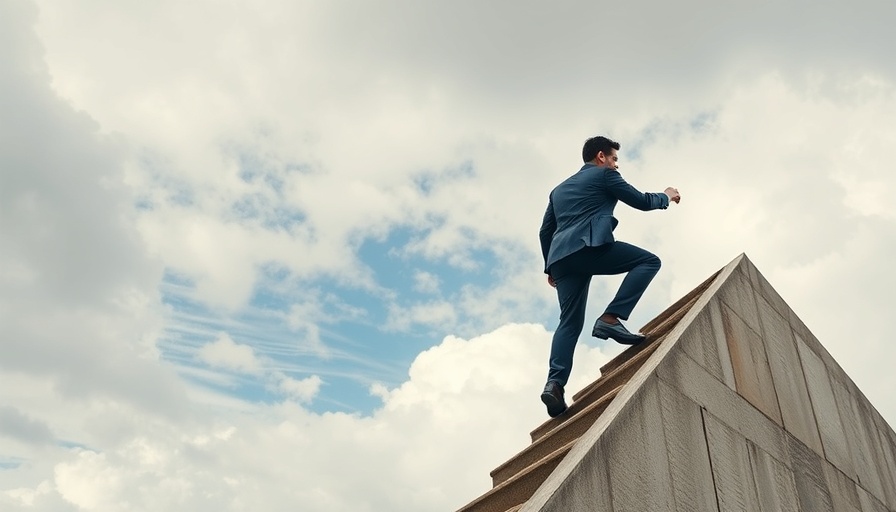 BrightView turnaround strategies symbolized by businessman climbing upward slope.
