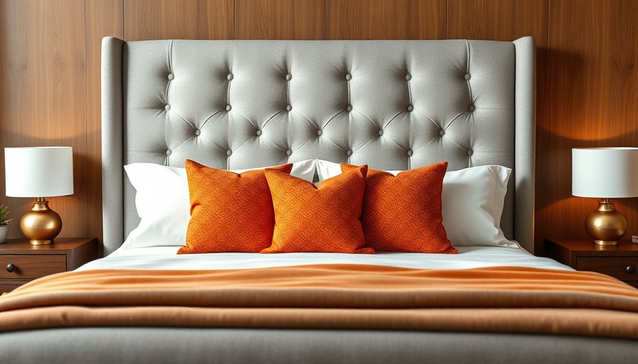 Cleaning upholstered bed frame in a modern bedroom setting.