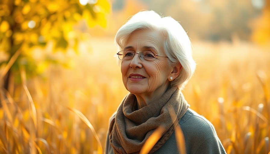 Serene woman in autumn field embracing nature, highlighting behaviors for happiness as you age.