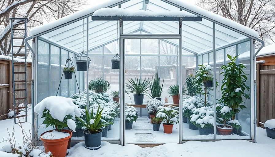 Snow-covered greenhouse demonstrating small space gardening techniques.