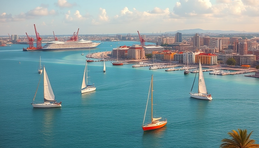 Scenic view of Panama Canal and city coast