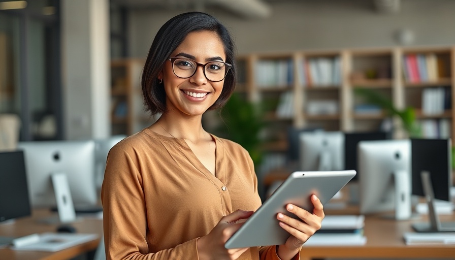 Confident young woman in office holding tablet, behaviors that hold you back.