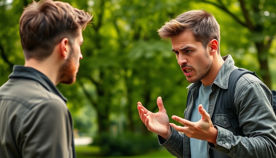 Frustrated young man gesturing outdoors, phrases that lack emotional intelligence.