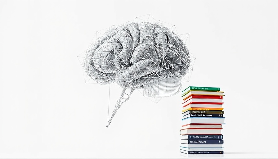 Abstract representation of AI with a brain model and books for homeowners.