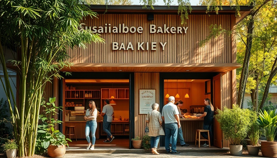 Sustainable bakery design in Panama, eco-friendly outdoor bakery, bamboo style.