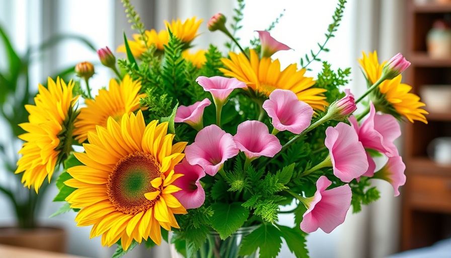 Indoor gardening in Arizona: vibrant sunflower and snapdragon arrangement.