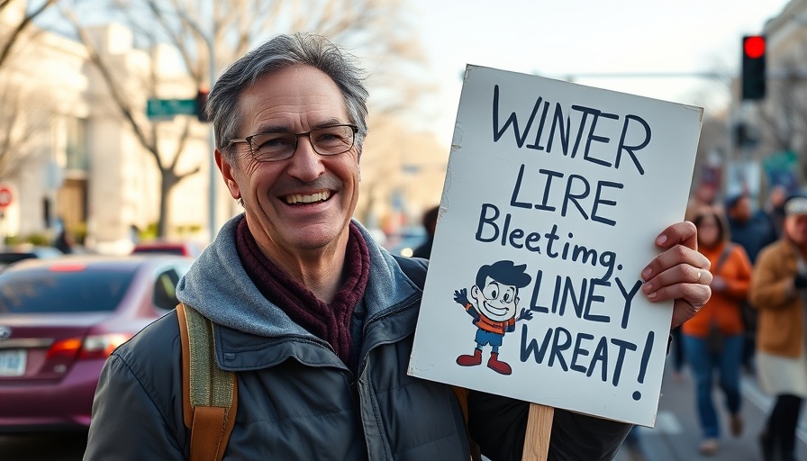 Man with protest sign underscoring Tesla and Big Oil vulnerabilities