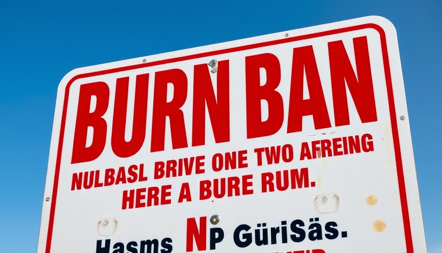 Close-up of a burn ban sign in North Carolina sky.