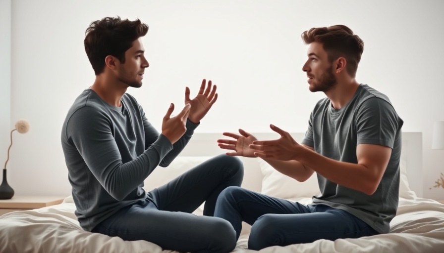 Intense discussion between a young couple in a minimalistic bedroom, highlighting expressions and gestures.