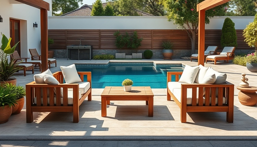 Elegant patio furniture set by pool - Amazon Patio Sale Deals.