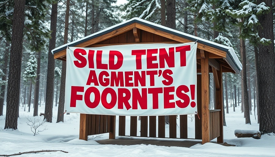 First Nations protest banner in snowy forest for oil tanker ban in Canada.