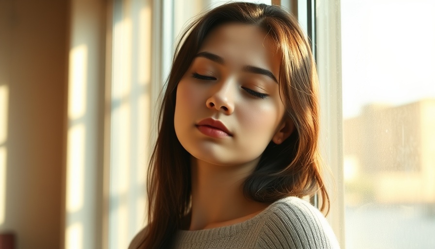 Young woman relaxing by a sunlit window, showcasing natural lighting.