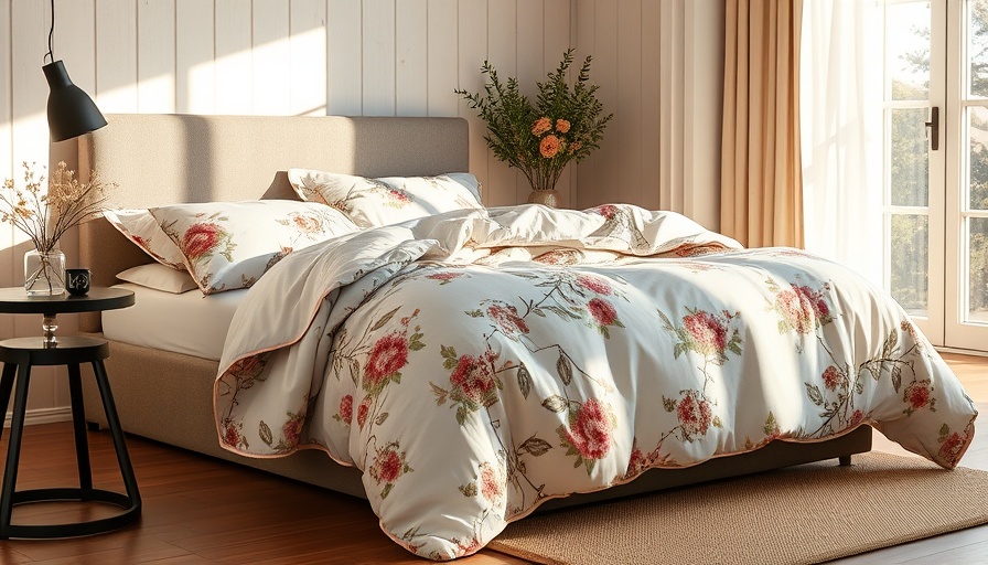 Elegant floral bedding set in sunlit bedroom highlighting intricate designs.