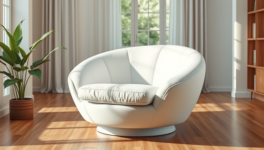 Spacious white swivel chair in bright modern living room on Amazon.