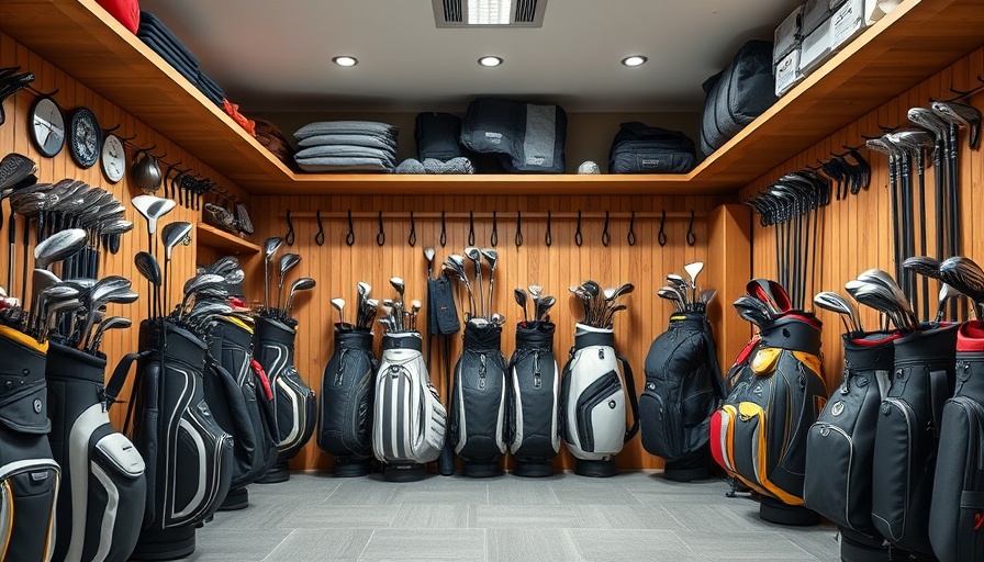 Beautifully organized golf gear storage in Savannah, neat and spacious.