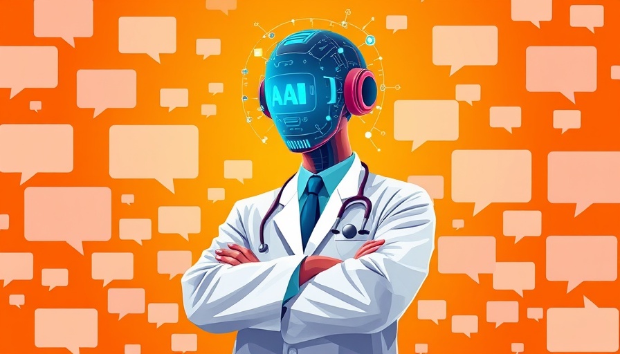 AI Outperformed Human Doctors illustration with AI symbols.