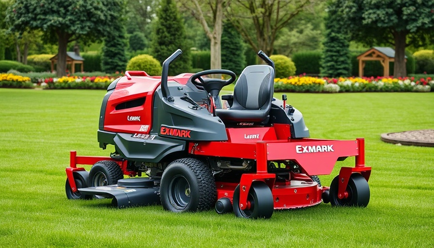 Exmark Lazer Z E-Series zero-turn mower on green lawn