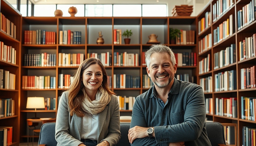 Legacy of Black Design: Man and woman smiling in modern library.