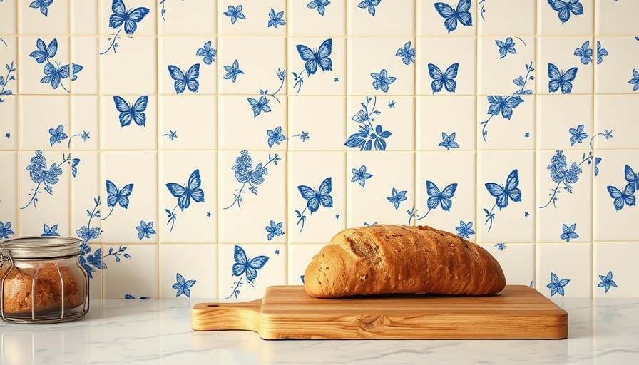 Delft Revival in Interior Design: Classic kitchen wall tiles with bread.