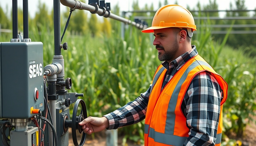 Worker adjusting built-in valve locators in irrigation control.