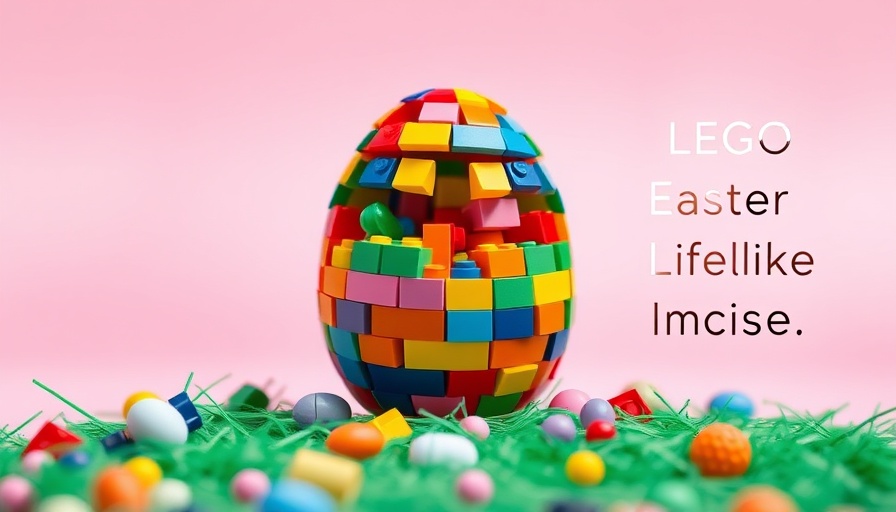 Colorful LEGO Easter egg promotion for FREE LEGO Store Easter Event 2025.