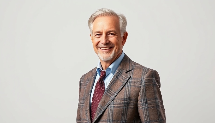 Carolina real estate insights with smiling man in plaid suit, professional setting.