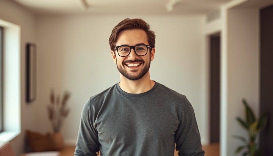 Casual man smiling indoors at Low Cinema Ridgewood