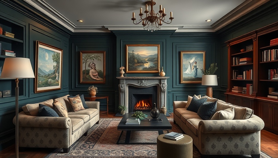 Chic dark green living room showcasing new interior design trends.