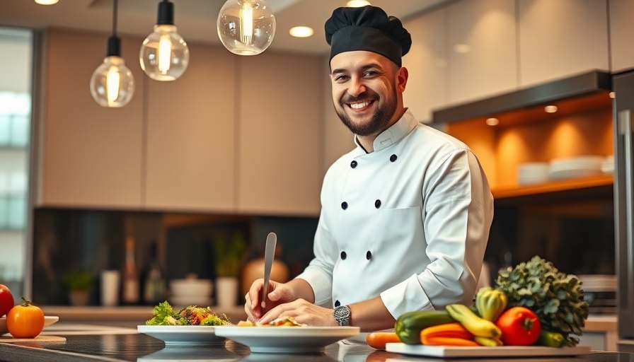 Luxury chef preparing meal in upscale Charlotte NC kitchen