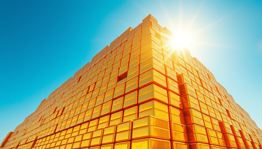 Gold bars stacked high against a bright sky, symbolizing gold prices all-time high.
