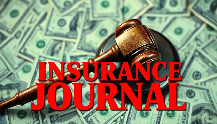 Gavel on money with Insurance Journal logo, Texas Man Sues Titans Player theme.