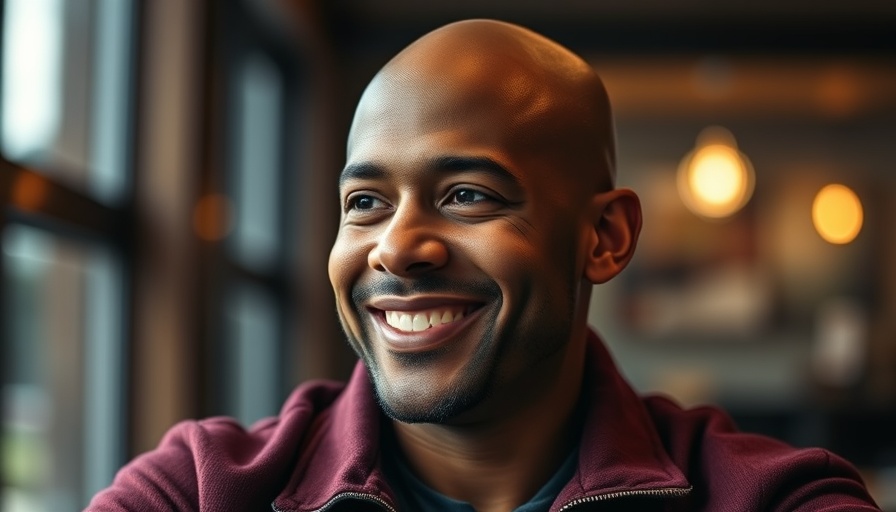 Close-up portrait of a smiling man in a burgundy jacket.
