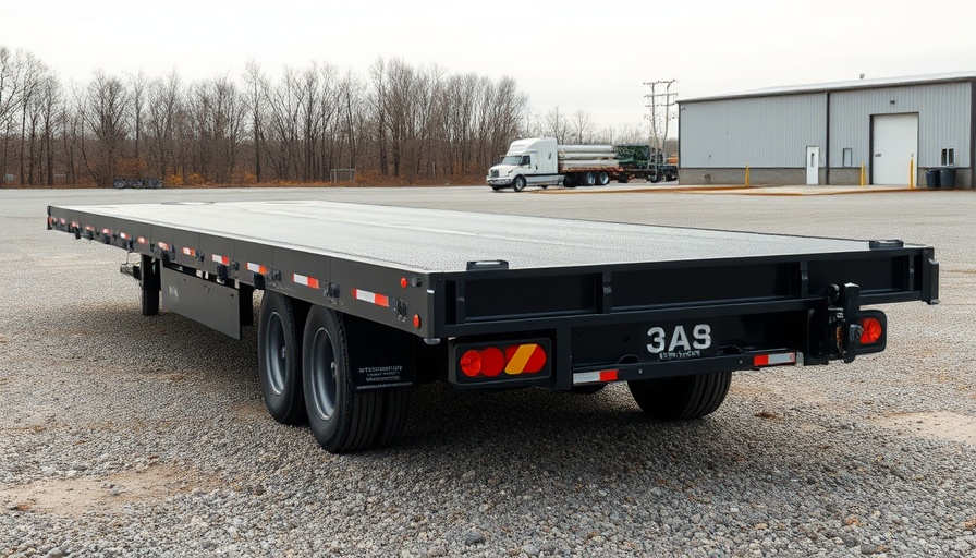 Industrial black trailer showcasing capacity on gravel lot