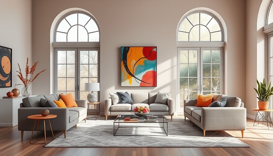 Modern living room design ideas with vibrant artwork and cozy setup.