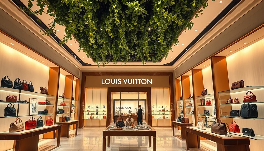 Interior of Louis Vuitton flagship store in Milan with luxury displays.