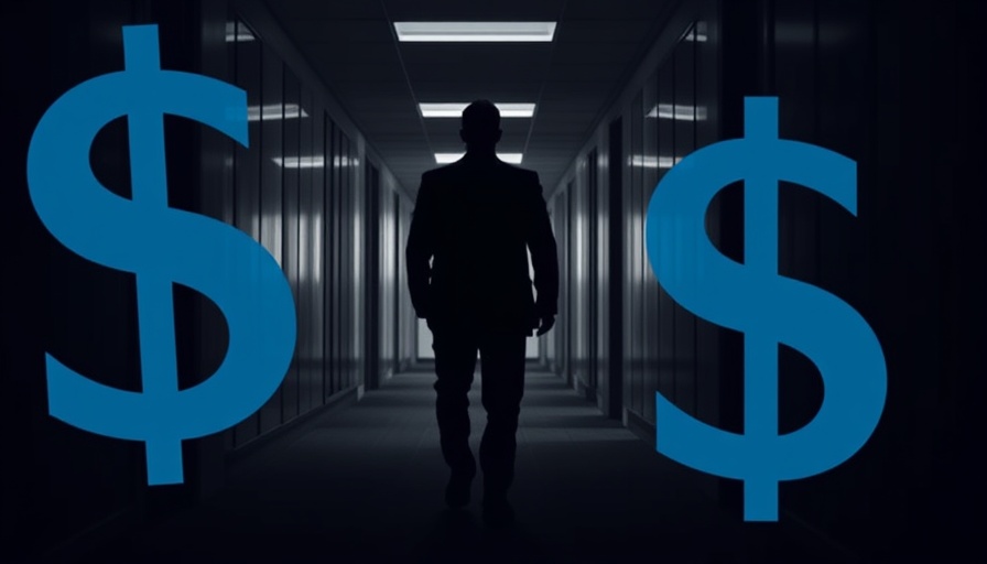 Silhouetted figure and dollar signs in office, symbolizing funding cuts.
