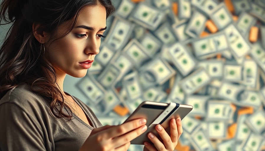 Americans struggling to pay credit card bills, young woman examining finances.