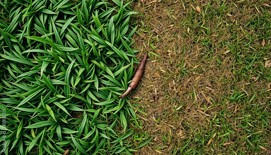 Uneven lawn showing signs of neglect.