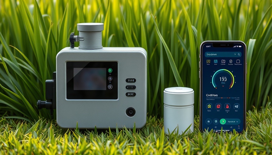 Smart irrigation technology featuring control unit, sensor, and smartphone.