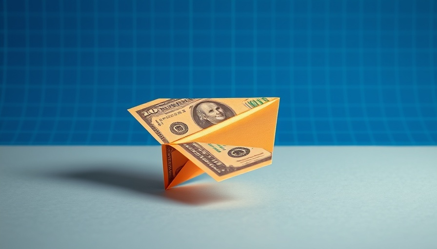 Stylized U.S. dollar paper airplane crashing, symbolizing economic impact.