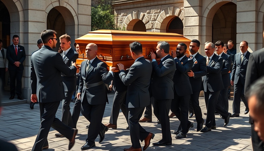 Funeral procession with pallbearers carrying a coffin, Financial Insights