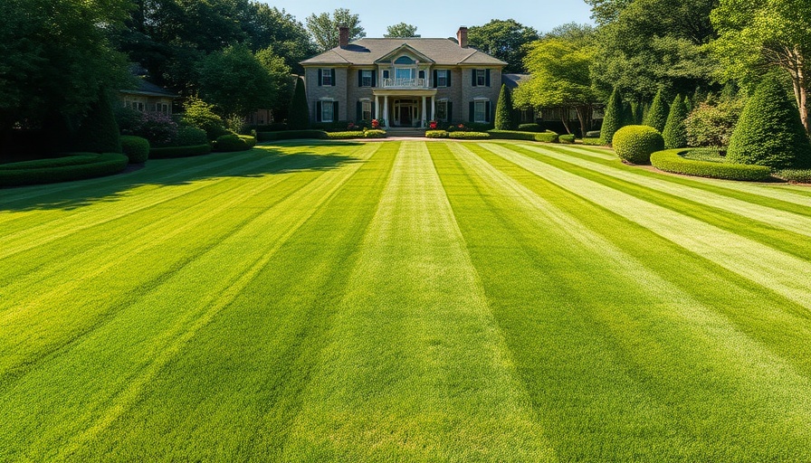 Lush green lawn in front of luxury home, illustrating best lawn fertilization methods.