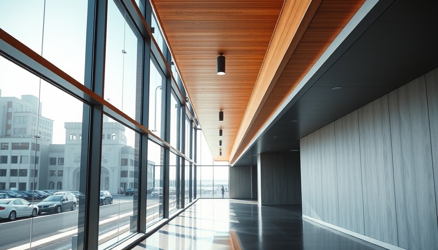 Davis Center Central Park modern hallway with glass and wood design.
