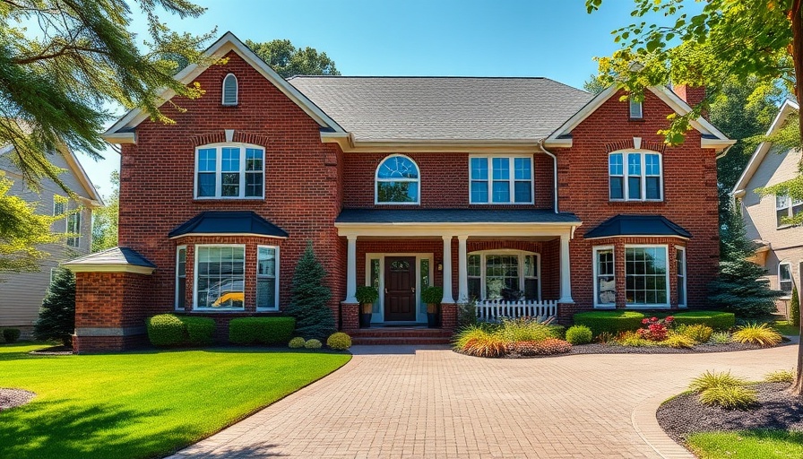 Elegant brick house with no-appraisal home equity loans badge.