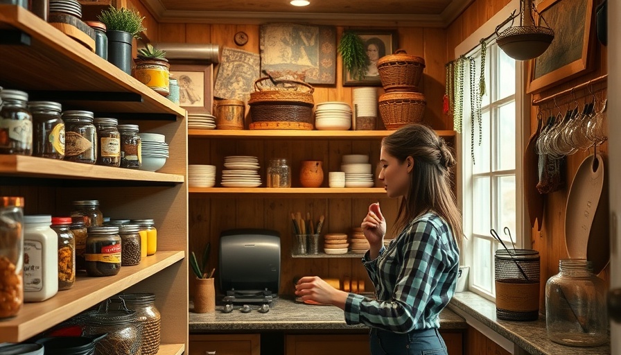 Cozy vintage pantry design with elevated kitsch decor.