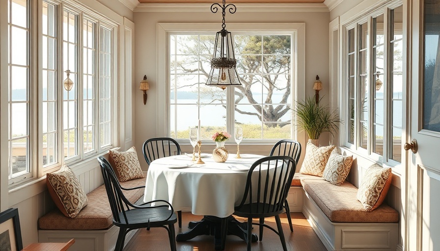 Charming breakfast nook designs with lake view and elegant decor.
